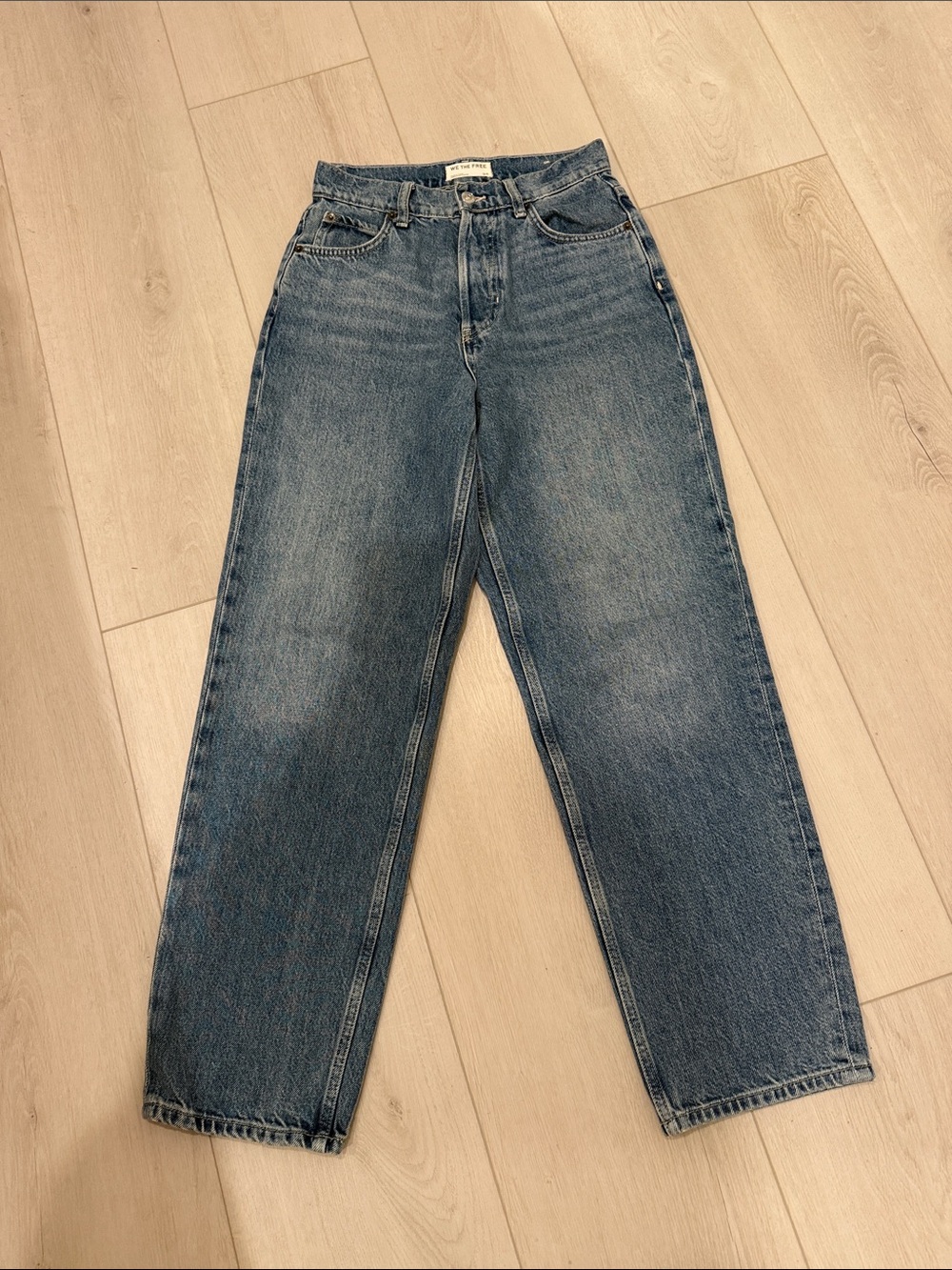 We The Free light blue high-rise straight jeans
